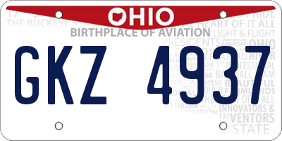 OH license plate GKZ4937
