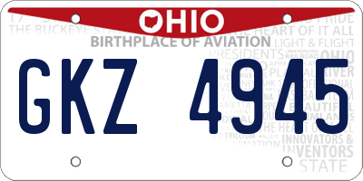 OH license plate GKZ4945