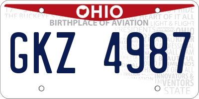 OH license plate GKZ4987