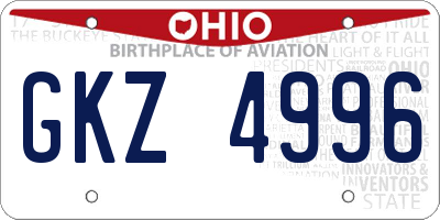 OH license plate GKZ4996