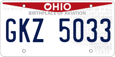 OH license plate GKZ5033