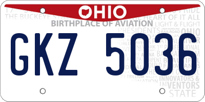 OH license plate GKZ5036