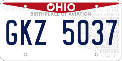 OH license plate GKZ5037