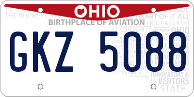 OH license plate GKZ5088
