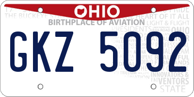 OH license plate GKZ5092