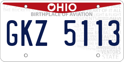 OH license plate GKZ5113