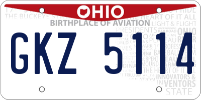 OH license plate GKZ5114