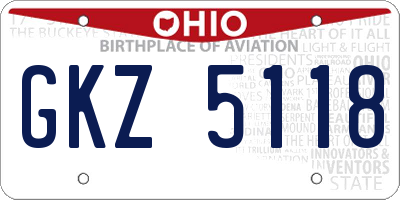 OH license plate GKZ5118