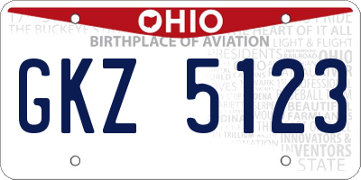 OH license plate GKZ5123