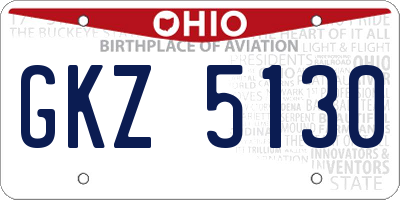 OH license plate GKZ5130
