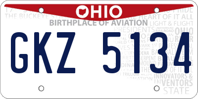 OH license plate GKZ5134