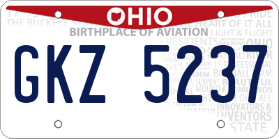 OH license plate GKZ5237