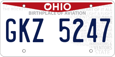OH license plate GKZ5247