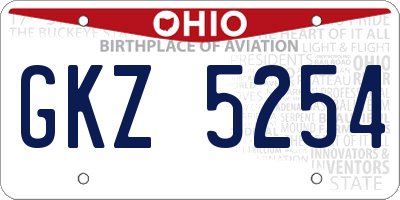 OH license plate GKZ5254