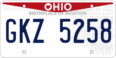 OH license plate GKZ5258