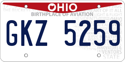 OH license plate GKZ5259
