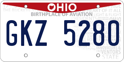 OH license plate GKZ5280