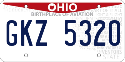 OH license plate GKZ5320