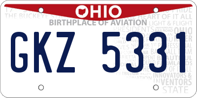 OH license plate GKZ5331