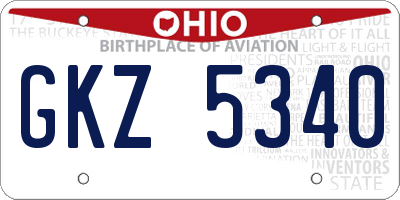 OH license plate GKZ5340