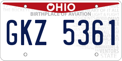 OH license plate GKZ5361