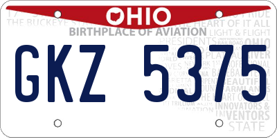 OH license plate GKZ5375