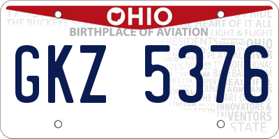 OH license plate GKZ5376