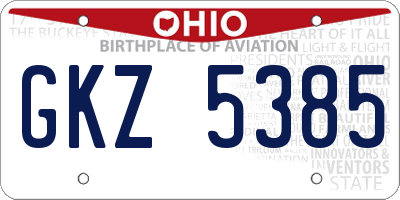 OH license plate GKZ5385
