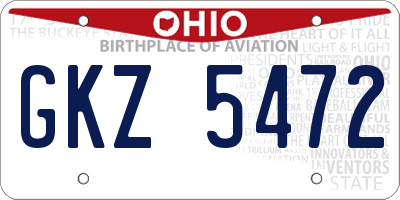 OH license plate GKZ5472