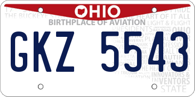 OH license plate GKZ5543