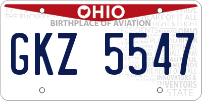 OH license plate GKZ5547