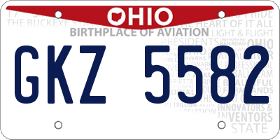 OH license plate GKZ5582