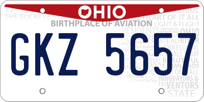 OH license plate GKZ5657