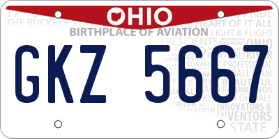OH license plate GKZ5667