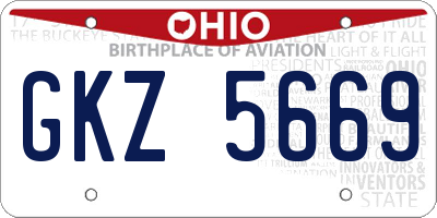 OH license plate GKZ5669