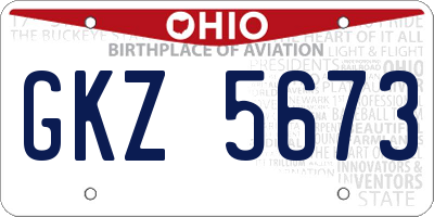 OH license plate GKZ5673