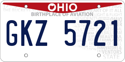 OH license plate GKZ5721