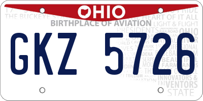 OH license plate GKZ5726
