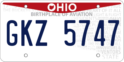 OH license plate GKZ5747
