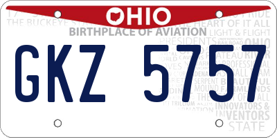 OH license plate GKZ5757