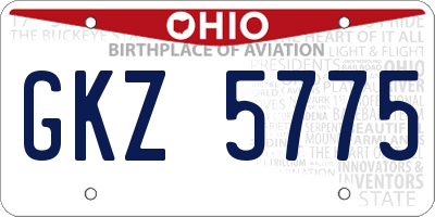 OH license plate GKZ5775