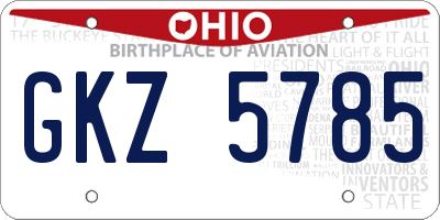 OH license plate GKZ5785
