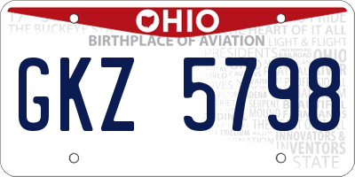 OH license plate GKZ5798