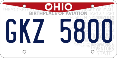 OH license plate GKZ5800