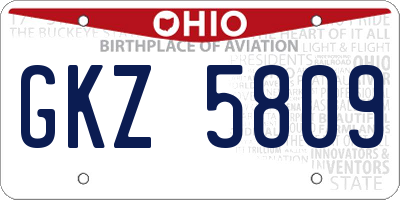 OH license plate GKZ5809