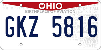 OH license plate GKZ5816
