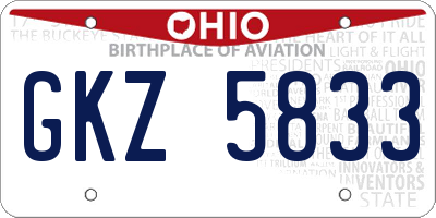 OH license plate GKZ5833