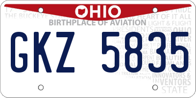 OH license plate GKZ5835