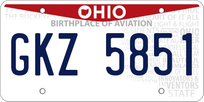 OH license plate GKZ5851