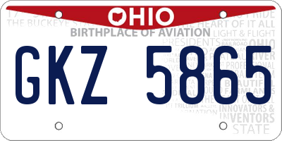OH license plate GKZ5865